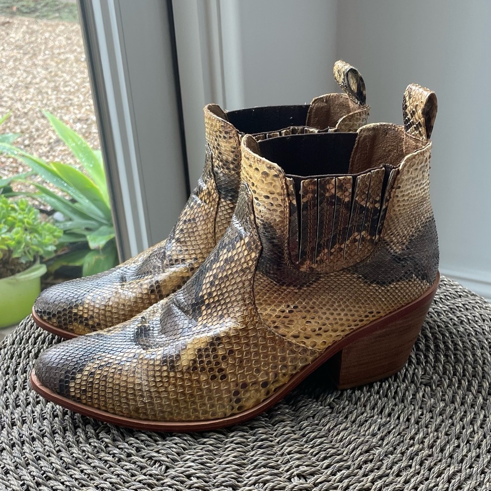 Genuine python ankle boots